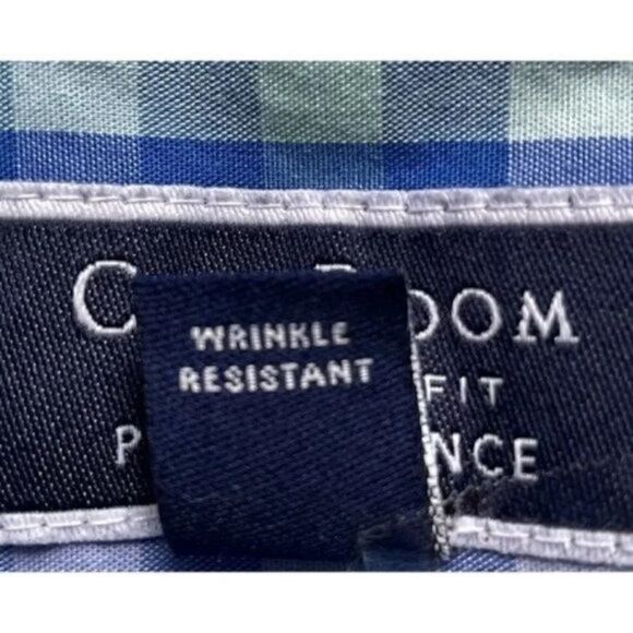 Long Sleeve Button Up Men’s 16/32/33 Gingham Light Blue Green Club Room - Picture 9 of 10